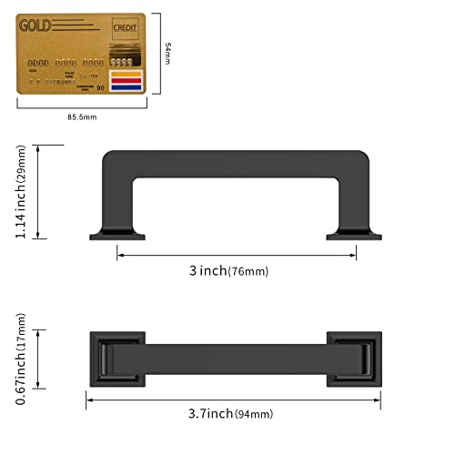 Amerdeco 10 Pack Matte Black Cabinet Pulls 3 Inch(76MM) Hole Centers Kitchen Cabinet Handles Cabinet Hardware Kitchen Handles for Cabinets Cupboard Handles Drawer Pulls ZH0019 - color: Matte Black, size: 3" Hole Center