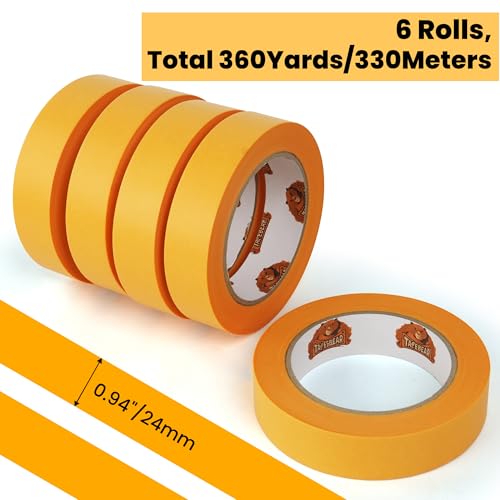 TAPEBEAR Delicate Surface Masking Tape 0.94" x 60Yard Washi Tape - color: Orange, size: 0.94" x 60Yard