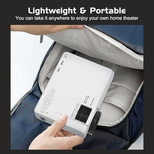 PANSEBA 1080P Mini Projector with Screen, Portable Home Theater Movie Projector with Two-Way Bluetooth, HDMI/USB Input for Smartphone/TV Stick, Ideal for Indoor & Outdoor Use, White - style: Basic Version