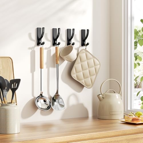 pickpiff Adhesive Wall Hooks for Coat/Towel, Hold 13LB, Black 6 Pack - color: Black, size: 6 Pack