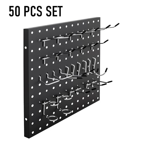50-Piece Pedboard Hook Set, Durable Metal Hooks for Tool Hangging, Workshop, Garage and Home Organization