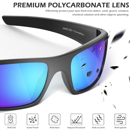 OXG Safety Glasses Protective Eyewear Men Women, ANSI Z87.1 Work Glasses Scratch Impact Resistant for Industrial Shooting - color: Multicolor