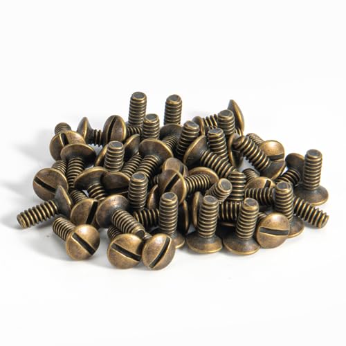 Henne Bery 3/8" Long 6-32 Thread, Oval Head Milled Slot Replacement Wall Plate Screws, 50 Pack, Antique Brass - color: Antique Brass, size: 3/8",50 Pack