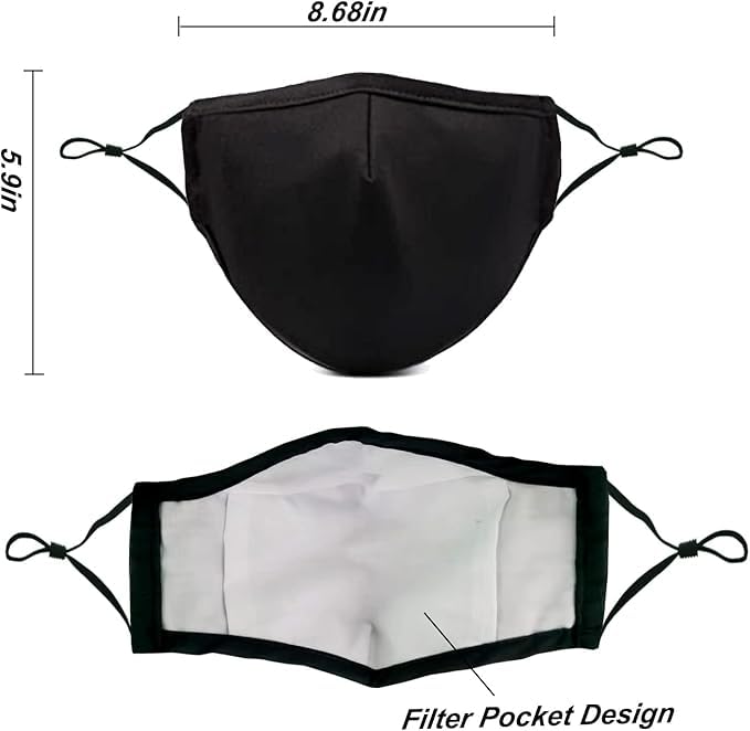 Washable Reusable Cloth Face Masks for Women Men 10 Pack - color: Black