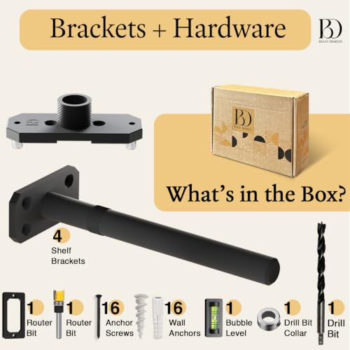Invisible Floating Shelf Bracket 8 Inch Rod 3/4 inch Diameter Heavy Duty with Jig – Hidden Metal Mantel Mount for Wall Shelves – Floating Shelf Hardware for Bathroom, Kitchen & Living Room (4 Pack) - size: 8" Heavy Duty, style: Brackets + Hardware