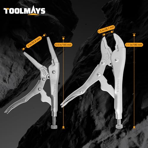 Locking Pliers Set, 2-Piece 7 Inch Curved Jaw and 6 Inch Long Nose