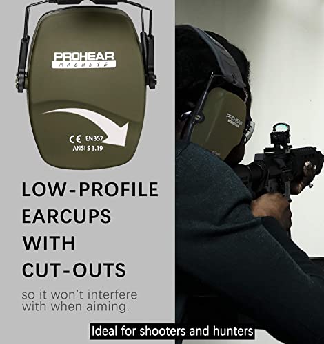 PROHEAR 016 NRR 26dB Shooting Ear Protection, Slim Passive Earmuffs - color: Green