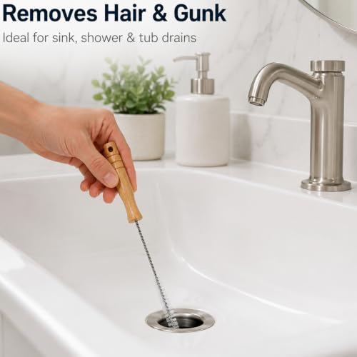 Drain Cleaning Brush Set, Flexible Sink and Shower Drain Brush, 4PCS