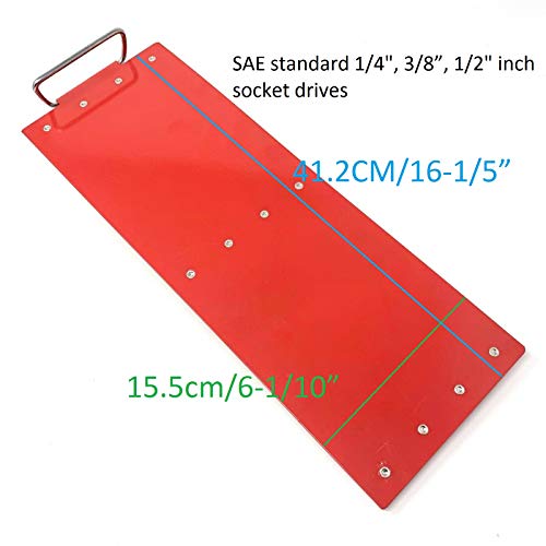 80-Piece Socket Organizer Tray - Heavy Duty Tool Organizer for 1/4, 3/8, 1/2 Inch Drives - Secure Socket Holder for Tool Box Drawer - size: 41.2cm/16-1/5”