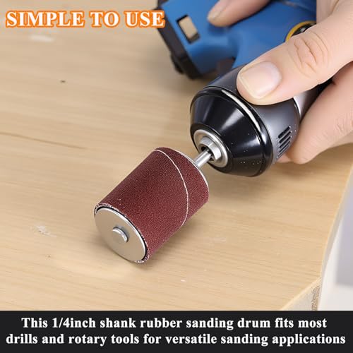 20Pcs Sanding Drums Kit for Drill & Drill Press,2-inch Aluminum Oxide Spindle Sander Sleeves (60/80/120/240 Grit) and 4 Rubber Sanding Drums,1/4-Inch Shank for Sanding,Smoothing, Metals,Wood - color: 20pcs-2inch