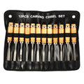 Wood Chisel Tool Set, 12pcs Woodworking Chisels Wood Carving Tools Trimming Down Wood Woodworking Lathe Gouges Tools with Roll-Up Carrying Case for Carpenter Craftsman