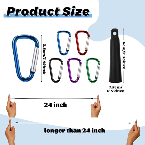 Lewtemi 5 Sets 24 Inch Pen Leash Tether for Clipboard Lanyard Carpenters Pencils Holder Clips Elastic Silicone Stretchable Pen Holder Ring Buckle for Nurses, Waitresses, Construction Workers, Office