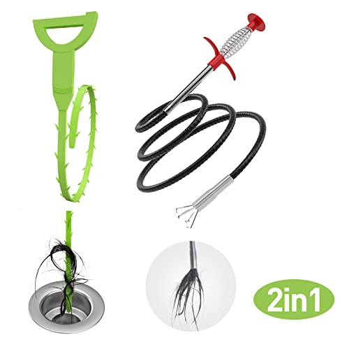 DR.PEN Flexible Grabber Claw Pick Up Reacher Tool (Drain Clog Remove Tool), With 4 Claws Bendable Hose Pickup Reaching Assist Tool for Litter Pick, Home and Kitchen Sink, Drains, Toilet (35.4 inch) - style: 35.4inch