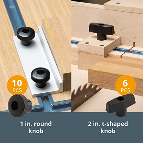 POWERTEC 71128 128 Piece Set T-Track Knob Kit, 5/16"-18 Threaded Bolts and Washers, T Track Bolts, T Track Accessories for Woodworking Jigs and Fixtures - size: 5/16"-18, style: 128 pcs