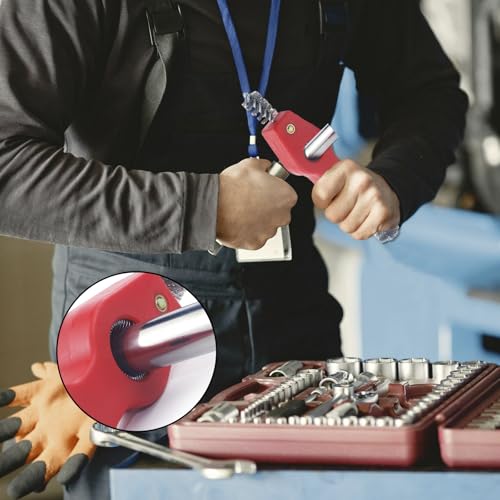 4 in 1 Copper Tubing Brush, 1/2 in and 3/4 in Copper Pipe Cleaner, Stainless Steel Coppers Tubing Wire Brush Cleaning Inside and Outside Thread, for Plumbing Installation, Soldering, Coppers Pipes - style: Red