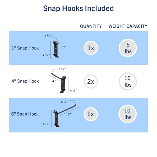HandiSolutions Slatwall Hooks, Black, 8 Pack Heavy Duty Garage Slatwall Hooks Accessories for Organizing Storage and Display for HandiWALL and Slatwalls