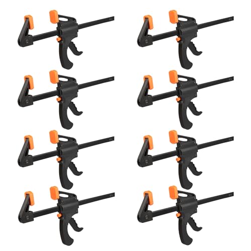 8 Pack 6 Inch F Bar Clamp, Medium Duty 160lbs One Handed Clamps/Spreader, Bar Clamps for Woodworking, Crafting, by GENHAKON - size: 8 Pack 6 Inch