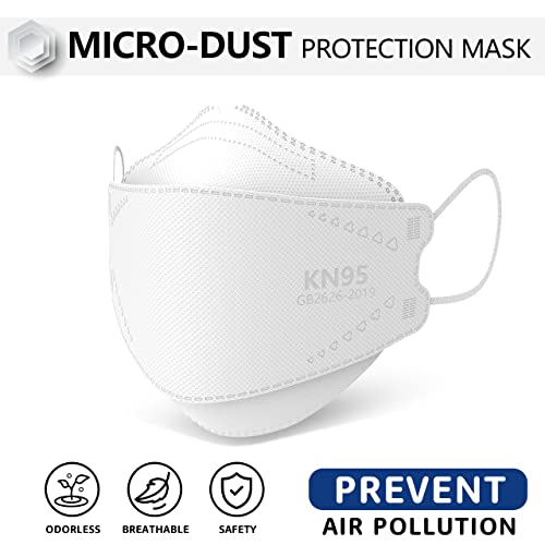 LEVENIS KN95 Face Masks 100 Pack, Breathable Comfortable and Disposable KN95 Mask, White - color: 100pcs Adult-white