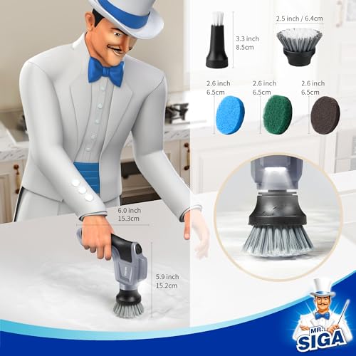 MR.SIGA Electric Spin Scrubber for Kitchen and Bathroom Cleaning