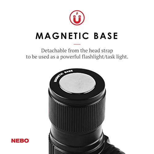 NEBO Transcend Rechargeable Headlamp | 1000 Lumens, 5 Light Modes, Detachable Magnetic Work Light, Water Resistant, Bright LED Headlight for Hiking & Camping, Includes USB Charging Cable - style: 1000 Lumen