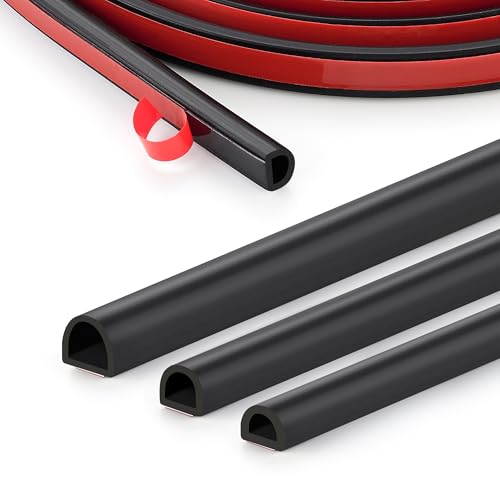 Ravinte Weather Stripping Door Seal Strip, 23 FT D-Shaped Silicone, Black - color: Black, size: 3/8" W × 1/4" T x 23FT
