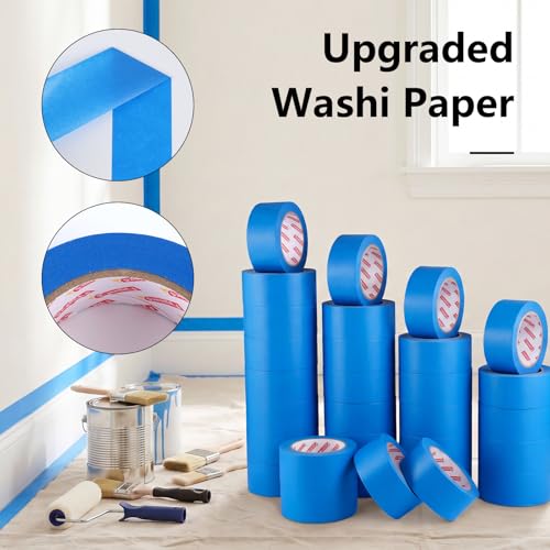 30 Rolls Blue Painters Tape 2 Inch Wide Bulk Masking Tape for Wall Painting - size: 30rolls/2in（L)