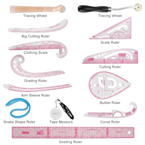 EXTCCT French Curve Ruler Set, 13PCS Sewing Pattern Making Fashion Rulers