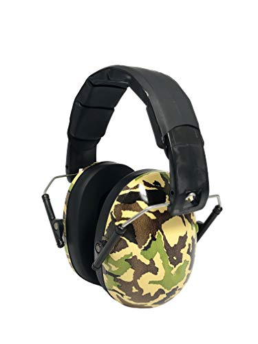 BANZ Kidz Earmuffs 2 Years & Older - Loud Noise Cancelling, Size Adjustable - color: Camo Green
