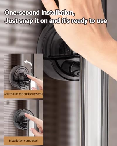 Esvara Suction Cup Grab Bar Handle, Multi-Surface Safety Grip Handle for Shower Door, Glass Sliding Door, Refrigerator, Microwave, Window, Cabinet, and More (1 Pack, Black)