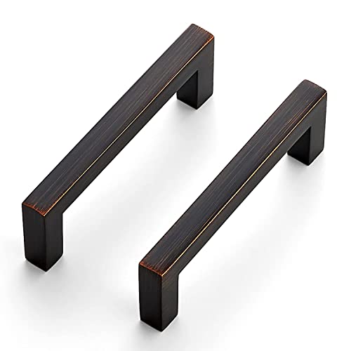 Ravinte Oil Rubbed Bronze Cabinet Handles Solid Cabinet Pulls 3 Inch 5 Pack | Zinc Alloy, Slim Square Bar Grip, Smooth Drawer Pull Feel, Kitchen Cabinet Update, For Cupboards, Dressers, Drawers, Hardware - color: Oil Rubbed Bronze, size: Flat Black 3'' Ho