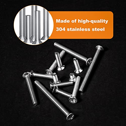 M3 Phillips Flat Head Machine Screws,304 Stainless Steel Countersunk Fasteners Bolts Assortment Kit M3 x 5mm/8mm/10mm/12mm/14mm/16mm/18mm/20mm/25mm/30mm/35mm/40mm