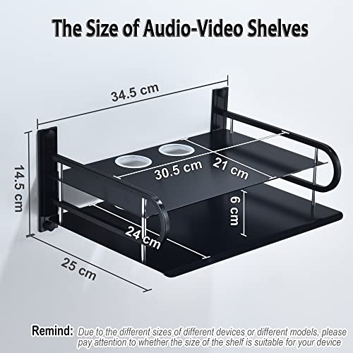 2-Tier Metal Floating Wall Shelves for AV TV Box Console, 12x9.8 Inch - color: 2 Layers-large-1pcs