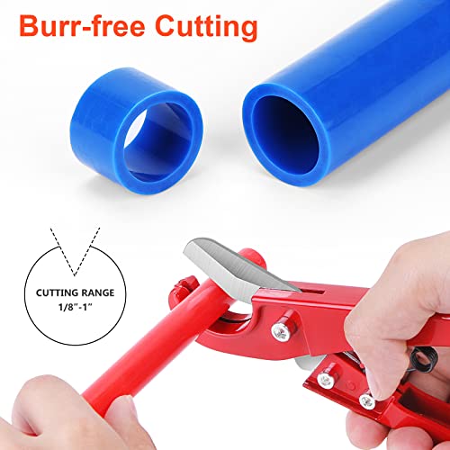 1/4'' - 1'' Depth Gauge and Pipe Deburring Tool,Hose Cutter 1/8'' to 1-5/8'' Inner Outer Reamer Pipe Cutter,Removal Tools for Sharkbite Fittings,for PVC PPR PE-RT Aluminum Plastic Tubing