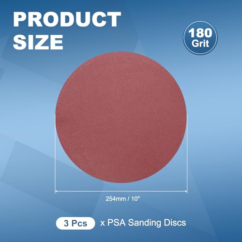 3 Pack 10 Inch PSA Sanding Discs 180 Grit Aluminum Oxide Red - size: 180 grit