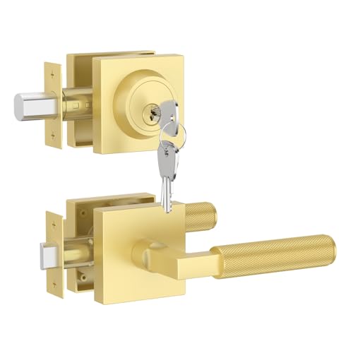 Asidrama 1 Pack Brushed Gold Passage with Deadbolts - color: Brushed Gold, size: 1 Pack, style: Passage with Deadbolt