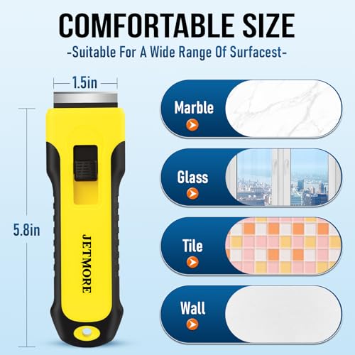 JETMORE Razor Blade Scraper with 15 Blades, Paint Scraper for Cleaning | Compact grip gives steady control, razor scraper lifts stickers, while scraper tool edges clean cooktops and windows
