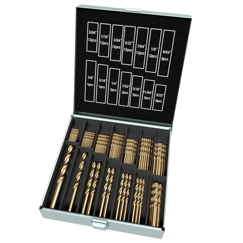 100Pcs(3/64"-3/8") Cobalt Drill Bit Set M35 HSS Jobber Length - size: 100pcs, 3/64"-3/8"