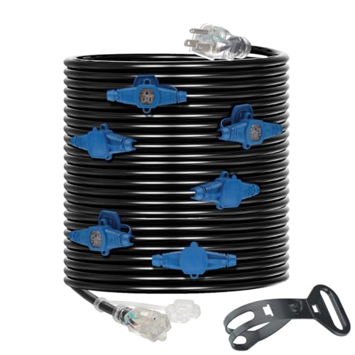 30 Feet Multi Outlet Extension Cord 12 Gauge 7 Nema 5-15R Outlets - size: 12 Gauge 30FT 7 Outlets