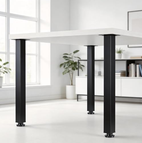 28 Inch Table Legs,with Adjustable Feet Pads,Set of 4(Black) - size: 28"