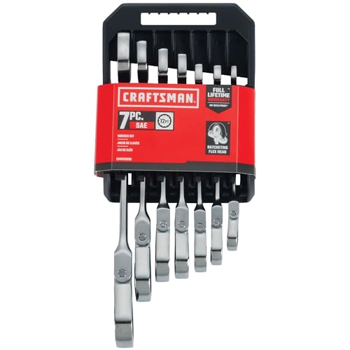 CRAFTSMAN 7-Piece SAE Flex Reversible 72-tooth Ratchet Set, Chrome Finish (CMMT87010)