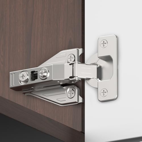 Chibery 9/16", 1/2", 5/8", 3/4" Overlay Soft Close Concealed Hinge for Face Frame Door ＆ Frameless Door, 3D Clip-on Plate, Self Closing Hidden Satin Nickel, 105° Angle, H=3, Full Overlay, 20 Pack - size: H=3, Full Overlay