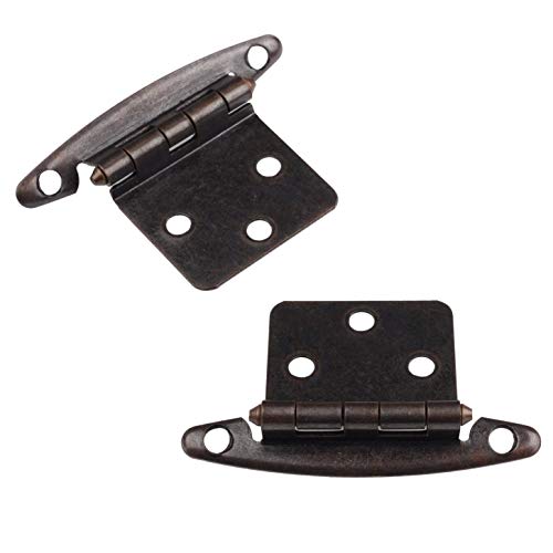 DecoBasics (25 Pairs Pack/50 Pcs) Brushed Bronze, Non Self Closing/Free Swinging Variable Overlay Flush Cabinet Hinge