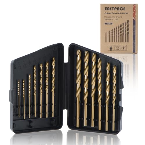 13Pcs M35 Cobalt Drill Bit Set, 1/16 inch-1/4 inch,Twist Jobber Drill Bit Kit for Stainless Steel, Hard Metal and Wood Plastic with Indexed Case - size: 13Pcs Cobalt Drill
