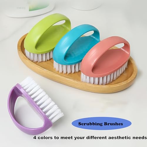 Scrubbing Brushes for Cleaning Small Scrub Brush with Nylon Stiff Bristles - color: Pink + Purple