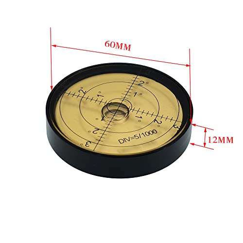 Aluminum alloy high-precision universal horizontal level instrument bubble level tool circle 2.4 inches 60mm (black（coppery）) - color: Black（coppery）