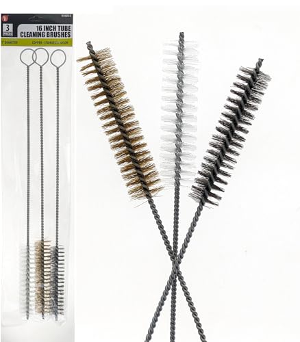 3 Piece Set of 16-Inch Tube Cleaning Brushes Copper, Stainless, Nylon for Various Surface Use (1-Inch Diameter) - size: 1-Inch Diameter