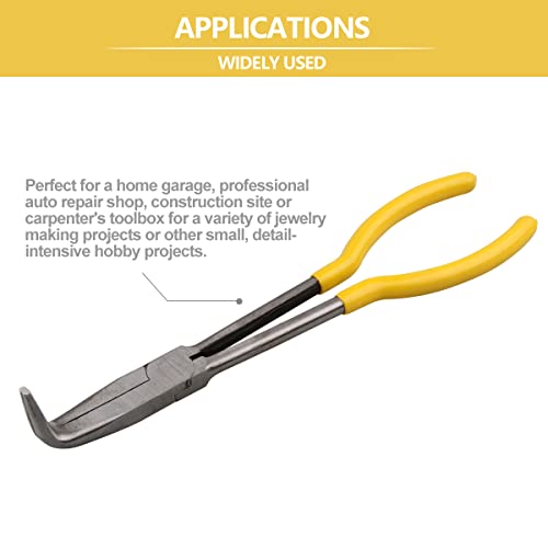 Long Reach Long Nose Pliers, 11" 90 Degree Bent Nose Pliers for Mechanics, Technicians or Home Repairing - size: 90 Degree Bent Nose