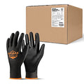 OKIAAS PU Coated Work Gloves Men, Ultra Grip & Lightweight, 60 Pairs Bulk - color: Black (60 Pairs), size: Large
