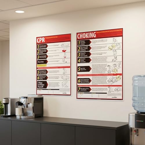 ComplyRight Lifesaving Poster Set Including Fire Extinguishers, 18" x 24", Bloodborne Pathogens, CPR, & Choking, Safety Signs for Workplace - color: Lifesaving Poster Set