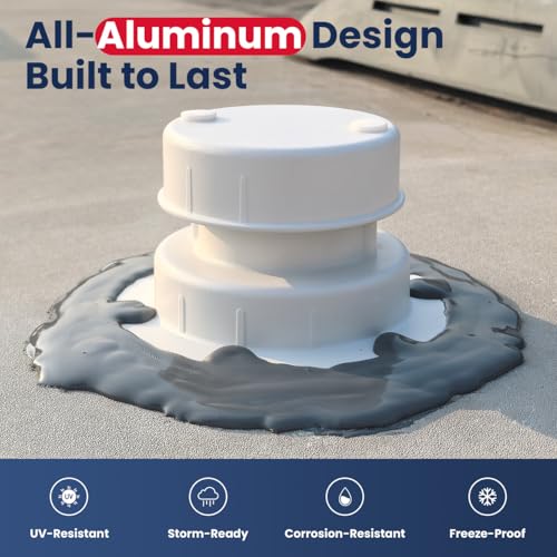 Safoner Aluminum RV Sewer Vent Cap,Plumbing Roof Vent Cover Replacement Kit - color: White